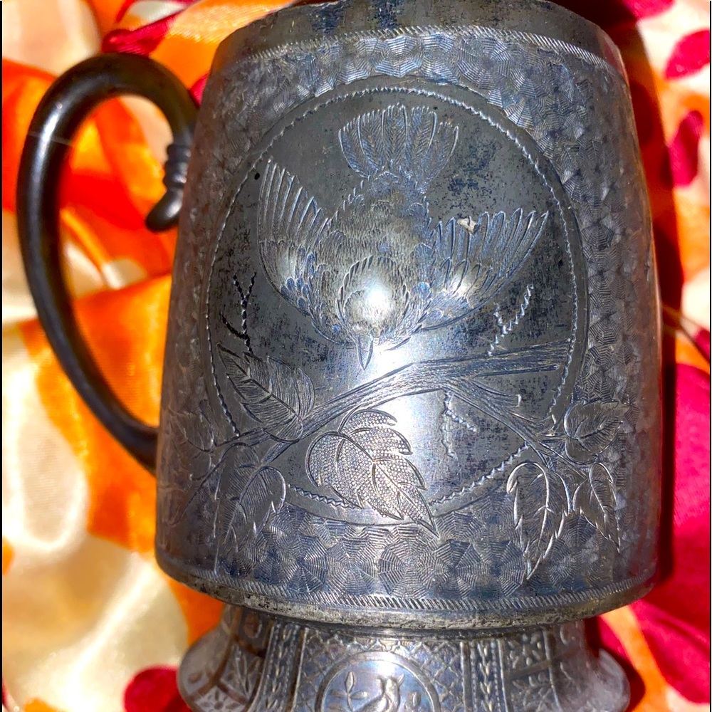 Antique Meridian Silver-plate Bird Cup